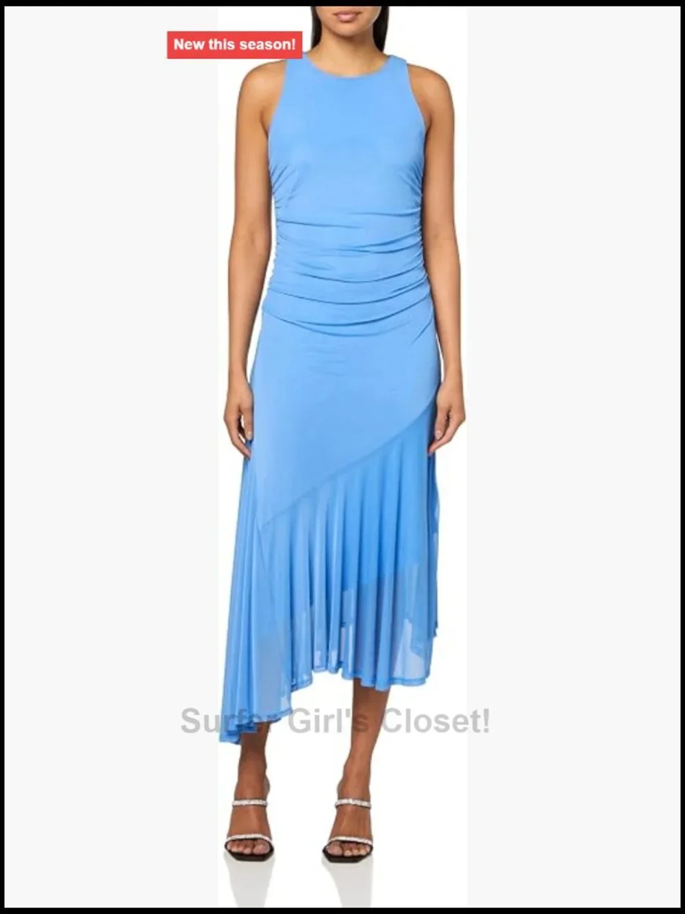 Sleeveless Midi Dress Crepe Knit Zip Closure